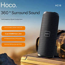 Портативна Bluetooth колонка Hoco HC16 з підсвічуванням бездротова акумуляторна FM радіо USB Чорний, фото 2
