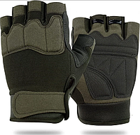 Перчатки тактические Короткопалые Олива (L), сенсорные беспалые перчатки для военных AURA