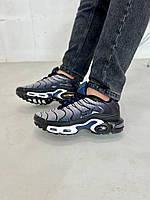 Мужские кроссовки текстильные кожа Nike tn бел сін, мужские кеды Найк белые синие, Мужская обувь