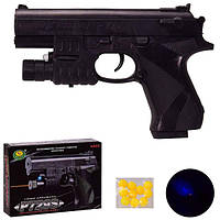 Пістолет арт. 729S (144шт/2) лазер, кульки, світло, в короб.18 13 4.5 см, р-р іграшки - 16 см