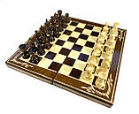 Шахова дошка для ігор 3 в 1 з натурального дерева розмір 32х32 см (M), шахи, шашки та нарди ручної роботи, фото 2