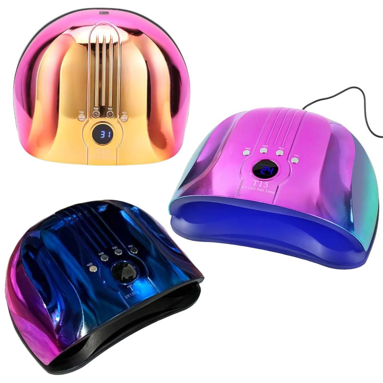UV/LED лампа T15 Chrom для манікюру та педикюру з дисплеєм та таймером, 160 Вт.