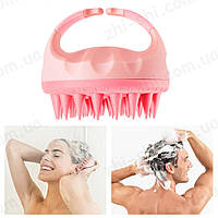 Силіконова щітка-масажер для миття голови V2 - Ø 9 см - pink