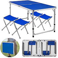 Кемпинговый стол с 4 стульями Folding Table, крепкий туристический стол и стулья, столы кемпинговые TOP