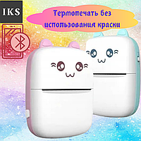 Портативний дитячий міні принтер termo mini printe, мобільний термопринтер котик для друку, наклейок SUP