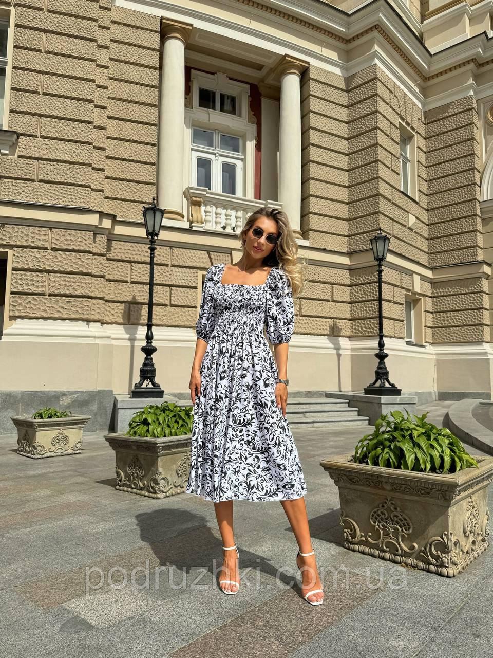 Ідеальна Літня сукня з гумкою по грудях Тканина легкий софт Розміри S, M, L, XL, фото 1