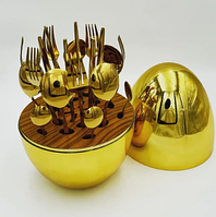Набір столовий для сервірування стола на 24 шт. з якісною неіржавкою сталь в оригінальному золотом кейсі SUP