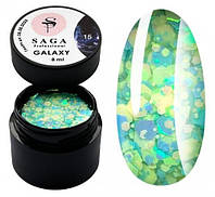 Гель для дизайна ногтей Saga Professional Galaxy Glitter №15, 8мл