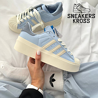 Женские кроссовки Adidas Superstar Bonega Blue Cream, Кроссовки adidas Originals Superstar голубые