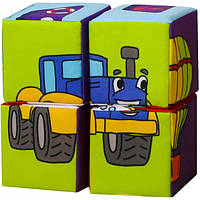 Іграшка м&#39;&#39;яконабивна Набір кубиків "Конструктор Транспорт" МС 090501-01