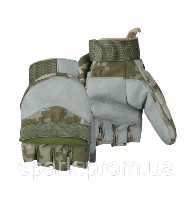 Перчатки тактические зимние Пиксель (М), перчатки утепленные, варежки беспалые SPARK - фото 1 - id-p2194907041