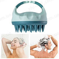 Силіконова щітка-масажер для миття голови V2 - Ø 9 см - two-tone green