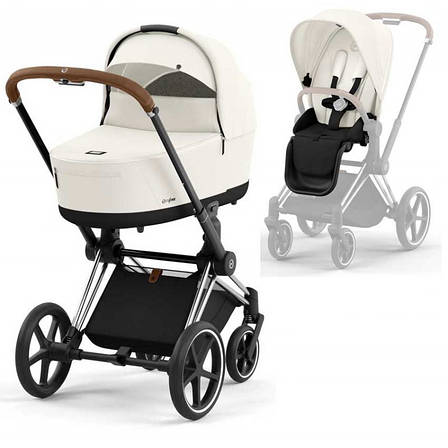 Cybex Priam 4.0 коляска 2 в 1 Off White шасі Chrome Brown, фото 1