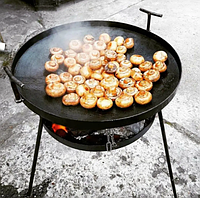 Глубокий диск-садж для костра с разборной подставкой, сковорода для открытого огня