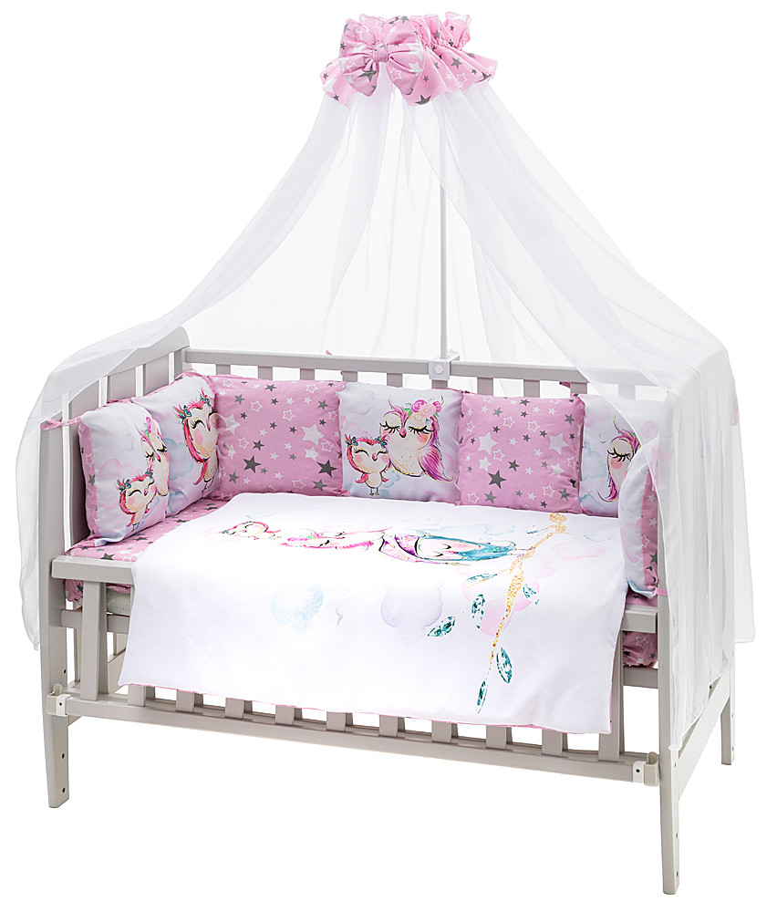 Детская постель Babyroom Bortiki Print-08 розовый (совы)
