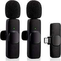 Беспроводной петличный микрофон Wireless Lavaller Microphone Type-C Bluetooth с шумоподавлением 2 шт.