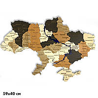 Карта Украины из натурального дерева на стену 59х40 см, карта Украины навесная