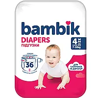 Bambik Подгузники детские одноразовые Medium (4) MAXI (7-18 кг) по 36 шт/уп