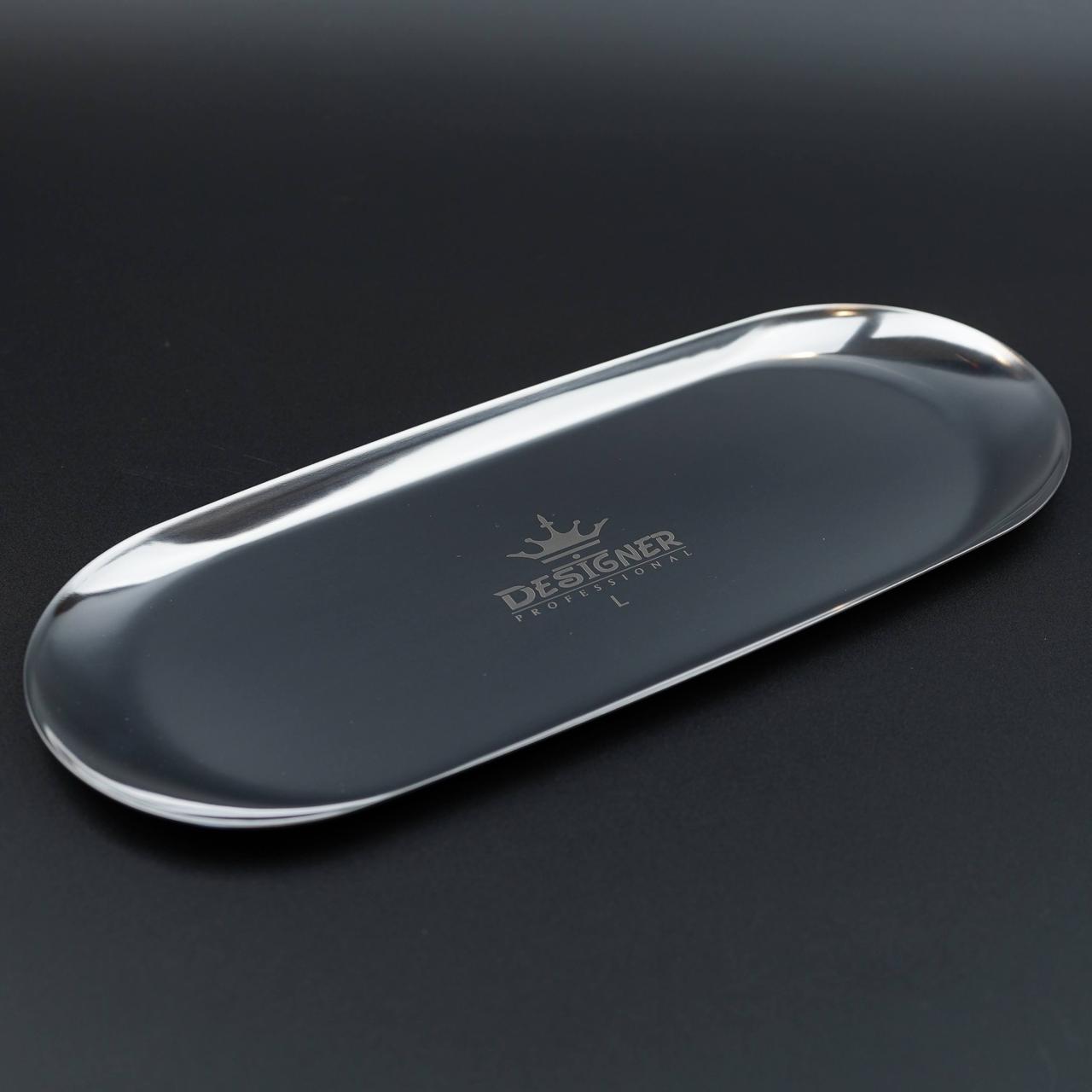 Плоский металевий лоток Дизайнер (розмір - 30х12,4см.) для зберігання інструментів та декору - L Silver, фото 1