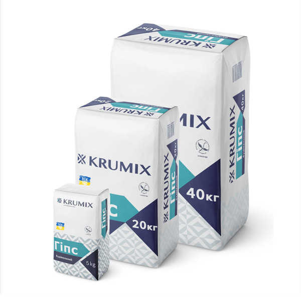 Гіпс KRUMIX будівельний Г-5 Н II, 20 кг (64 шт./пал)