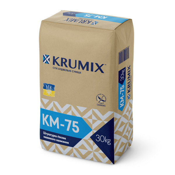 Штукатурка KRUMIX гіпсова для машинного нанесення КМ-75, 30 кг, фото 1