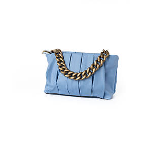 Сумка жіноча стильна літня через плече з ручкою ланцюжком та знімним регульованим ремінцем, Блакитний, фото 2