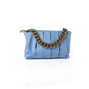 Сумка жіноча стильна літня через плече з ручкою ланцюжком та знімним регульованим ремінцем, Блакитний, фото 3