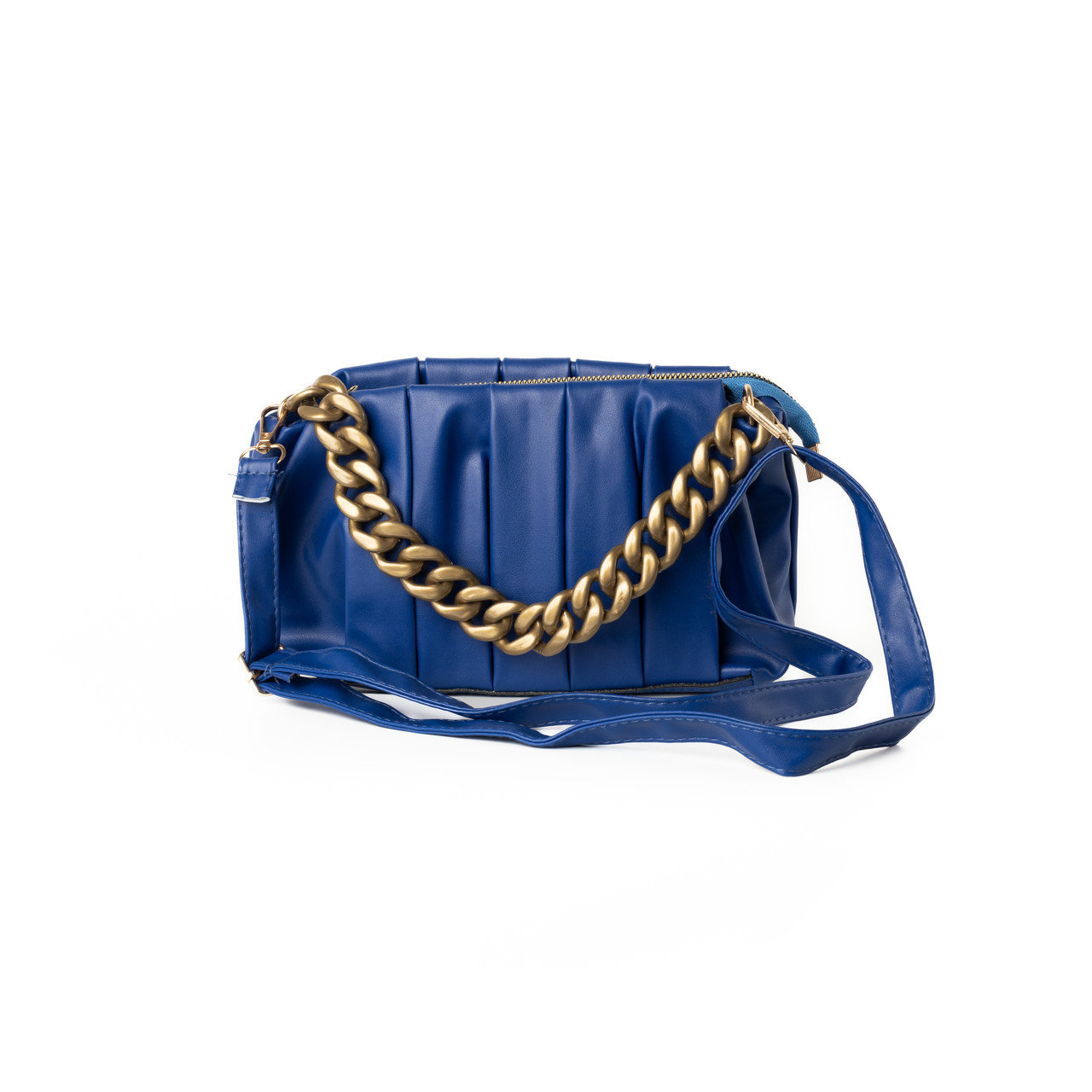 Сумка жіноча стильна літня через плече з ручкою ланцюжком та знімним регульованим ремінцем, Синій