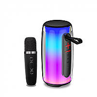 Портативная колонка Pulse 6 BT/TF/FM/AUX/USB с караоке микрофоном и 20 цветовыми режимами, Мощный бумбокс
