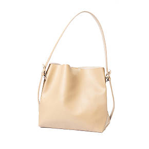 Сумка жіноча на плече містка стильна зі штучної шкіри, Бежевий, фото 2