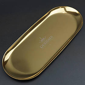 Лоток металевий плоский (розмір - 30х12,4см.) Дизайнер для зберігання інструментів та декору - L Gold