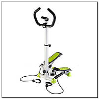 Степпер механічний S8004 HMS з опорою та еспандерами біло-зелений