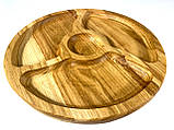 Деревʼяна тарілка з натурального дерева діаметр 25 см, висота 2 см, тарілка для закусок, фото 2