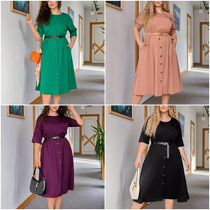 Плаття з вільною спідницею та коротким рукавом із костюма норма та батал, фото 1