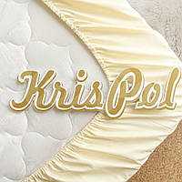 Евро простынь на резинке KrisPol, сатин 9127-180, светло-молочный