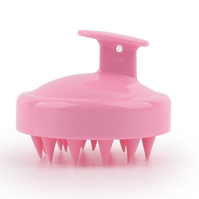 Силіконова щітка-масажер для миття голови 8 см - рожева