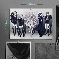 "Канаде, Мафую, Эна, Мизуки и Мику (Nightcord at 25:00)" плакат (постер) размером А5 (20х14см)