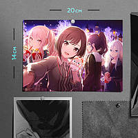 "Канаде, Мафую, Эна, Мизуки (Nightcord at 25:00)" плакат (постер) размером А5 (20х14см)