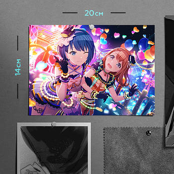 "Кірітані Харука і Ханасато Мінорі (MORE MORE JUMP!)" плакат (постер) розміром А5 (20х14см)