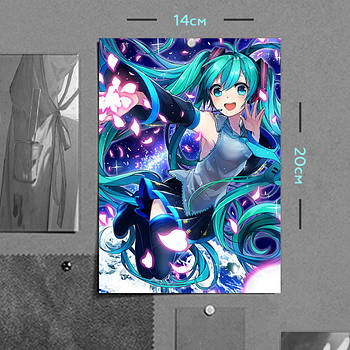 "Хацуне Міку (Virtual Singer / Вокалоїд)" плакат (постер) розміром А5 (14х20см)