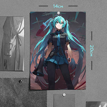 "Хацуне Міку (Virtual Singer / Вокалоїд)" плакат (постер) розміром А5 (14х20см)