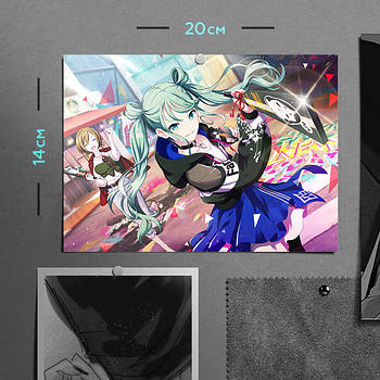 "Хацуне Міку і МЕЙКО (Vivid BAD SQUAD / Вокалоїд)" плакат (постер) розміром А5 (20х14см)