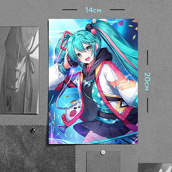 "Хацуне Міку (Virtual Singer / Вокалоїд)" плакат (постер) розміром А5 (14х20см)