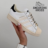 Женские кроссовки Adidas Superstar White Beige Black, Кроссовки adidas Originals Superstar бежевые