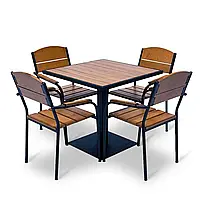 "Верона" Комплект мебели=1 стол (80*80 см) + 4 стула для террасы или сада набор из ДЕРЕВА Тик Польша