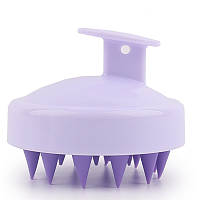 Силіконова щітка-масажер для миття голови 8 см - white-purple