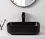 Умивальник Dusel CUBIS 500251B 50 см чорний, фото 4