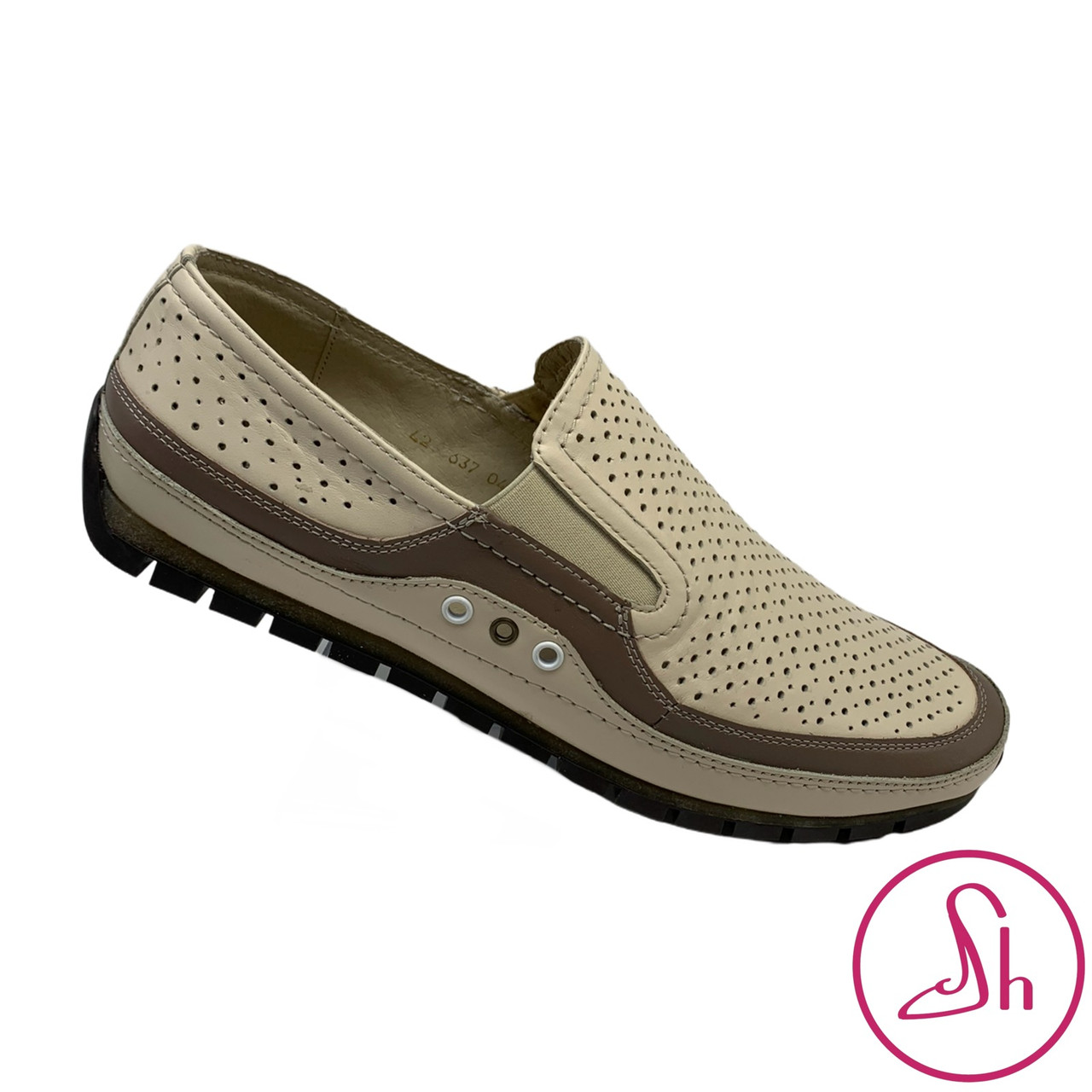 Мокасини літні чоловічі бежевого кольору “Style Shoes”