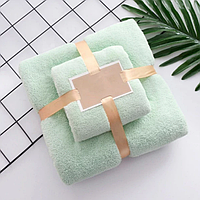 Полотенце для ванной 2 шт комплект Зеленый, Набор полотенец из микрофибры SPARK