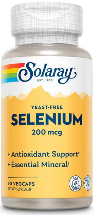 Селен L-селенометіонін Solaray Selenium 200 мкг yeast-free 90 вег капс